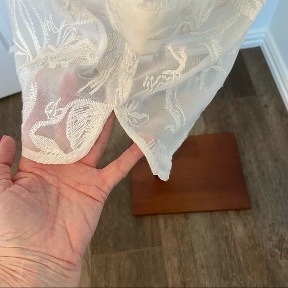 DANA BUCHMAN Embroidered Ivory Lightweight Two Piece Vintage Blouse Size M - Picture 7 of 15